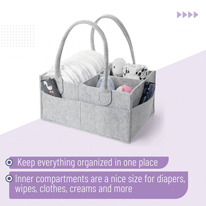 Portable Nursery <b>Caddy</b> Basket Organizer for Changing <b>Table</b> Felt Baby Diaper <b>Caddy</b> Organizer with Handle - Product Image 4