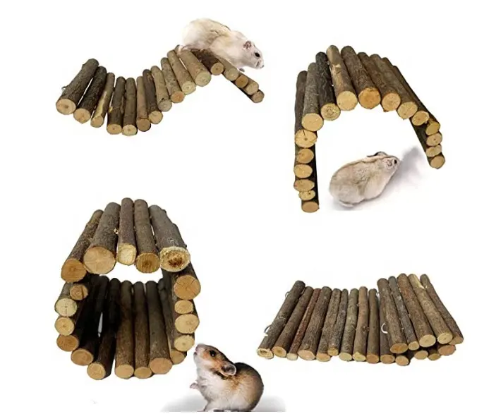 Criceto ponte di legno di topo roditori masticare giocattolo ratto naturale nascondiglio scala piccolo animale cavie tunnel