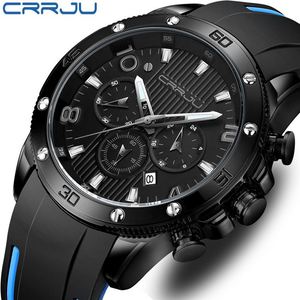 นาฬิกาข้อมือผู้ชาย CRRJU 2295 โครโนกราฟ สำหรับกิจกรรมกลางแจ้ง กันน้ำ หน้าปัดเรืองแสง ควอตซ์ สายยาง Relogio Masculino - Product Image 4