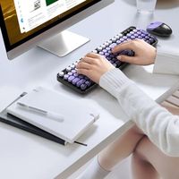 OEM ODM Wireless Keyboard and Mouse Combo Black Purple Colorful 24G Typewriter Style Full Size Cute Keyboard Set