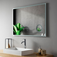 Customized Size Square Modern Sensor Touch Switch Aluminum Alloy Bath Mirrors Three Color Lights IP66 Rated Wall Led Salon Hotel
