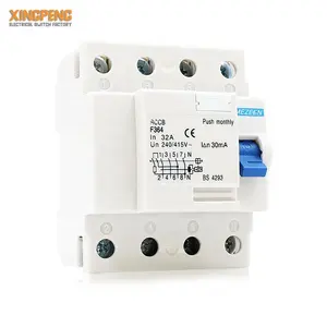 Mezeen interruptores diferenciais F364-4P rccb, interruptores magnéticos de 2p 4p, rcd elcb, disjuntor de corrente residual operado