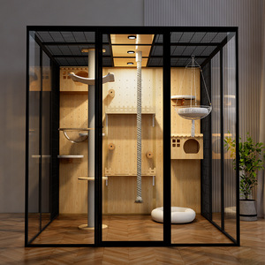 <span class=keywords><strong>Cage</strong></span> pour animaux de compagnie portable multi-niveaux en aluminium, design moderne, avec un espace extra large et confortable pour les petits animaux, utilisation en intérieur - Product Image 2