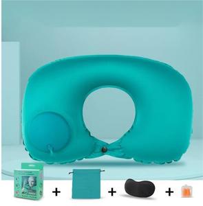 Portable Inflatable U-Shaped Travel Pillow Automatic Press for Airplane and Outdoor Travel Use - Product Image 1