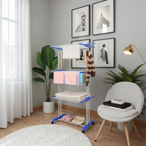 Séchoir à Linge Pliable Multifonctionnel à Trois Niveaux sur Pied de Type Ailes Papillon avec 19 <span class=keywords><strong>Tubes</strong></span>, Support Mobile d'Intérieur Vente en Gros - Product Image 4