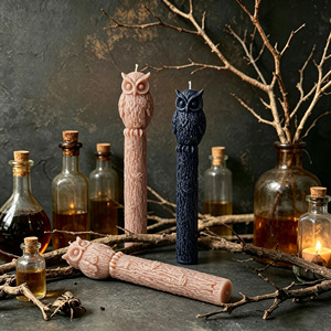 Vela Aromática con Forma de Búho en Rama de Árbol, Vela con Figura Animal en Relieve 3D, Decoración para Mesa de Halloween - Product Image 3
