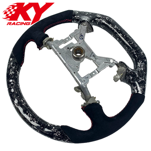 Volant en cuir et fibre de carbone forgée blanche personnalisé, adapté aux Ford Mustang GT Shelby Lightning 2000-2004 - Product Image 3