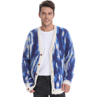 LOGO personnalisé fourrure Mohair pull hommes mode à manches longues tricots hiver tricoté chaud manteau floue hommes Mohair Cardigan pull