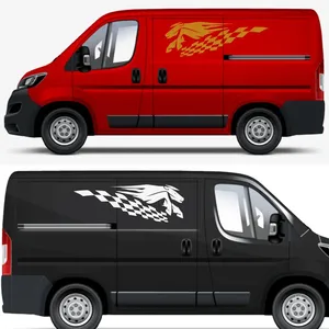 Autocollants graphiques pour voiture, drapeau à carreaux, <span class=keywords><strong>course</strong></span> <span class=keywords><strong>de</strong></span> <span class=keywords><strong>chevaux</strong></span>, pour Van, camping-car, autocaravane, décoration en vinyle, accessoires <span class=keywords><strong>de</strong></span> tuning automobile - Product Image 3