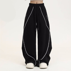 Pantalon de survêtement ample pour homme, rayé, sur mesure par le fabricant, coupe droite, jambe large, taille élastique, 100% coton respirant, décontracté, en molleton - Product Image 2