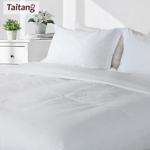 <span class=keywords><strong>Hotel</strong></span> barato Durable <span class=keywords><strong>Rey</strong></span> reina 4Pcs edredón conjunto 100% algodón blanco sólido Color colcha - Product Image 2