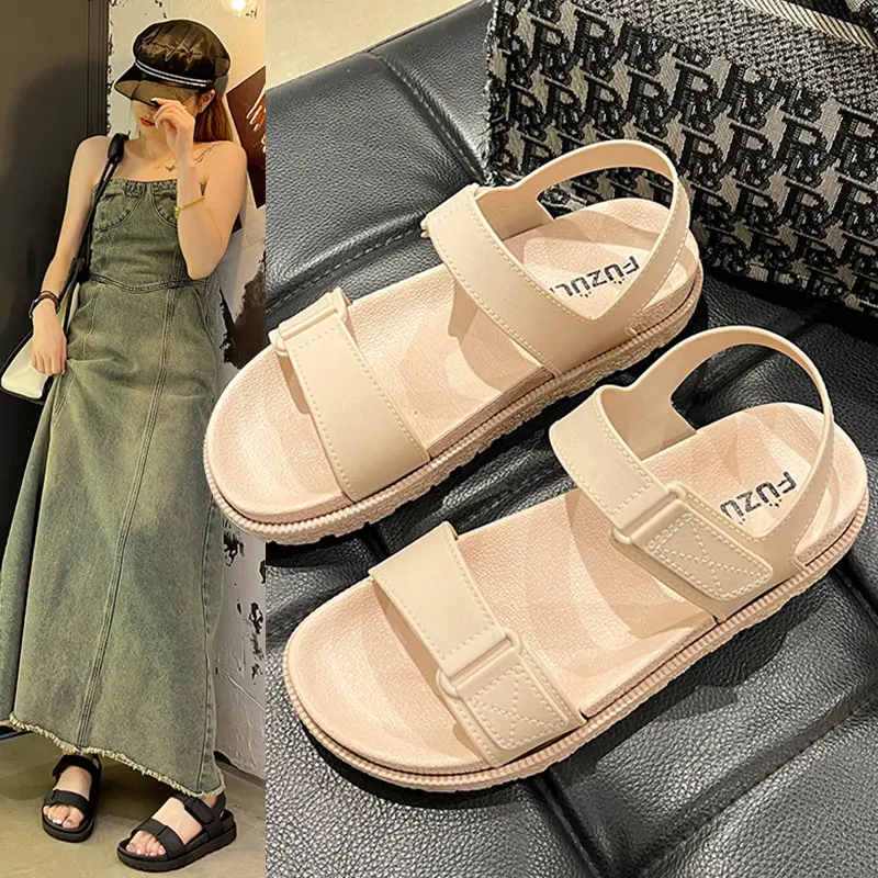 2024 Hot Selling Sandalen Voor Vrouwen Zomer Nieuwe Stijl Student Comfortabele Koreaanse Stijl Platte Onderkant Romeinse Sandalen Voor Vrouwen