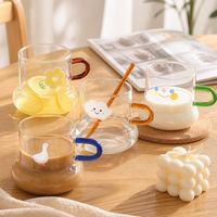 Gobelet en verre écologique grande capacité, design circulaire adorable, résistant à la chaleur, pour la rentrée scolaire