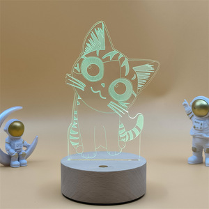 3D đèn tùy chỉnh trang trí nội thất ánh sáng LED bảng đèn bàn bàn đèn tự sạc gỗ món quà đáng yêu LED ánh sáng ban đêm ABS cơ sở quà tặng trang trí nội thất - Product Image 2