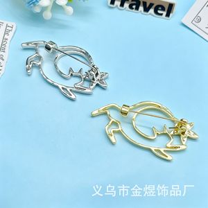 Golden Silver <b>Cat</b> Brooch Zinc Alloy Openwork Star Design Unisex Animal Pin <b>Gift</b> - Product Image 2
