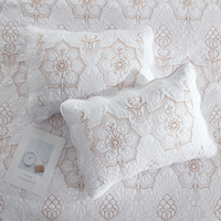 Boryard putih bordir kualitas baik indah elegan pola Polyester Queen King 3 buah Set seprai