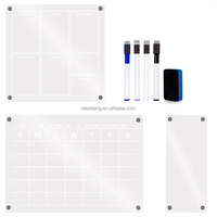 Ensemble de 3 cartes de planification effaçables à sec blanc clair planificateur de mois et de semaine calendrier magnétique en acrylique pour réfrigérateur