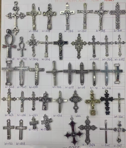 Pendentif Saint-Benoît Crucifix-<span class=keywords><strong>Croix</strong></span> catholique argentée avec <span class=keywords><strong>INRI</strong></span> et symboles religieux-Composant de bijoux religieux - Product Image 6