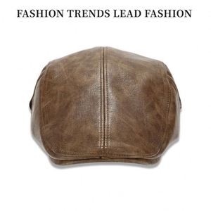<b>Men</b> PU Leather Ivy Hat Newsboy Hat Adjustable Beret <b>Caps</b> Classic Golf <b>Flat</b> <b>Cap</b> Gatsby Driving Fishing Hat Autumn Warm <b>Cap</b> - Product Image 3