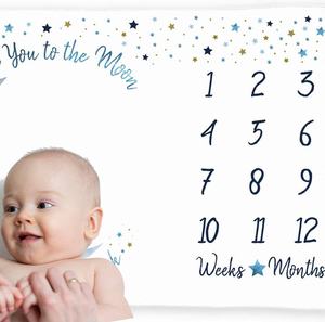 Manta personalizada para regalo infantil, niño, niña, Luna y estrellas, imagen mensual, hito para bebé - Product Image 6