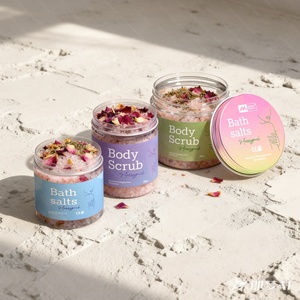 Leak-Proof Bath Salt Jar with Aluminum Lid Reusable Plastic Storage Jar for <b>Body</b> <b>Scrub</b> - Product Image 4