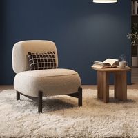 Fauteuil inclinable moderne pour une personne, dossier à molettes, tissu doux, marron foncé, pieds en bois, confortable pour la lecture et le salon