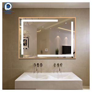 Hiện đại thân thiện với môi phòng tắm thông minh gương thép khung dẫn ánh sáng thông minh với thời gian hiển thị nhiệt độ treo tường - Product Image 3