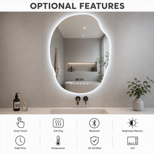 Joystar Customized Size Irregular Dimmable LED Bathroom <strong>Mirror</strong> Eco-Friendly Frameless 50*70cm 12W 6000K Aluminum <strong>Mirror</strong> Light - Product Image 5