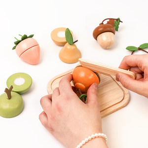 Jouets pour enfants <span class=keywords><strong>en</strong></span> gros : Ensemble de <span class=keywords><strong>cuisine</strong></span> <span class=keywords><strong>en</strong></span> <span class=keywords><strong>bois</strong></span> pour filles, jeu d'imitation éducatif pour bébés, jouet sensoriel de simulation de fruits à découper pour enfants - Product Image 5