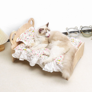 Lit de chat en bois mignon de haute qualité lit de couchage surélevé pour animaux de compagnie chat chien meubles lit pliable en bois pour animaux de compagnie - Product Image 3