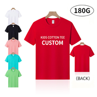 Groothandel 180 gram 100% katoenen T-shirt met korte mouwen, dunne zomeronderhemd, effen, blanco, pullover tops voor kinderen, jongens en meisjes