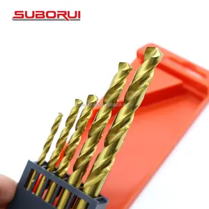 SUBORUI High Quality Factory 5pcs HSS Titanium DIN338 Metal Steel Twist Drill Bit Set For Metal Stainless Steel