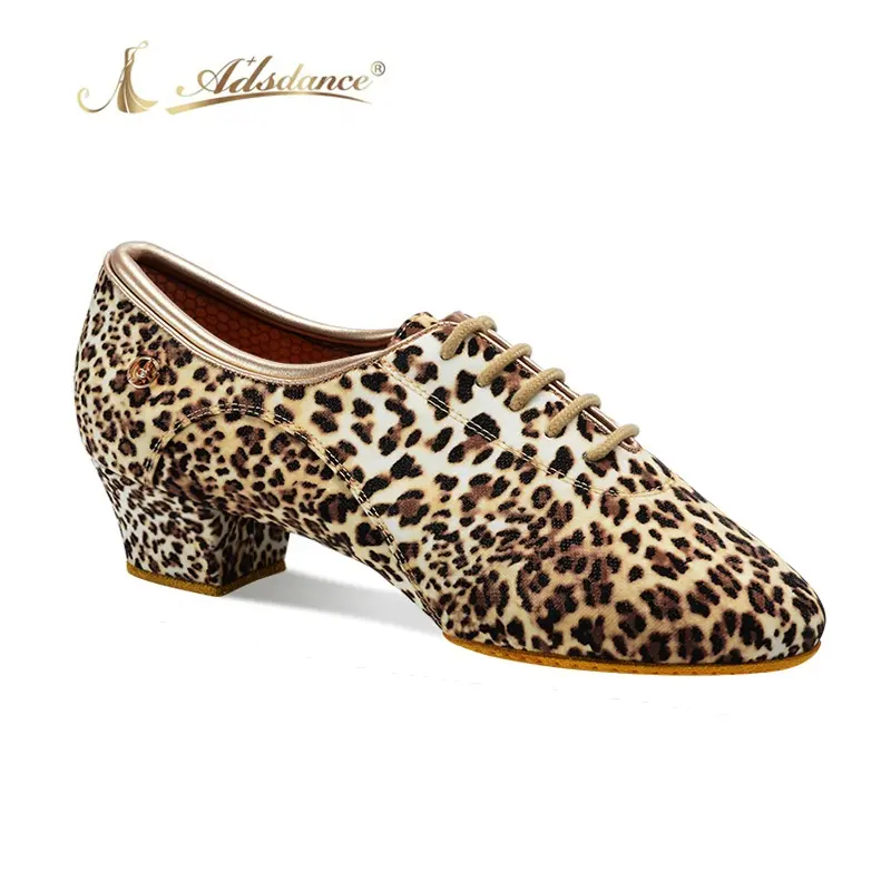 Adsdance MG1060-9002 Pro Tan leopar uygulama ve öğretim dans ayakkabıları, cha-cha, Rumba,Samba, jive, Paso Doblo,Salsa,Bachata,Tango