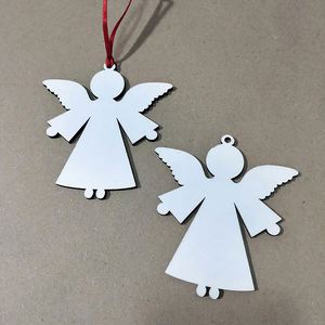 White Round MDF Christmas <b>Tree</b> <b>Ornament</b> with Wigs Hanging Decoration - Product Image 3