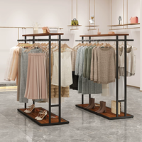 Expositor de Ropa Minimalista de Doble Cara y Doble Barra para Tiendas de Ropa de Hombre, Mujer y Niños, Venta al Por Mayor