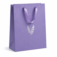 Custom Printed Recyclable White Paperboard Craft Paper Bags Shopping Gift Gold Foil Luxury Ribbon Handle
