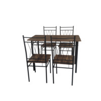 Ensemble de table à manger moderne et simple en métal YUKAI pour 4 personnes avec chaises rembourrées, idéal pour hôtel, appartement, salon, entrepôt, mobilier 1+4 DS-030