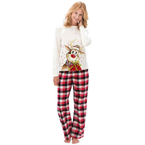 Ensemble de pyjamas de Noël personnalisés à carreaux pour la famille, vêtements de nuit en polyester pour hommes, femmes et enfants, vêtements de détente de Noël, dropshipping POD - Product Image 2