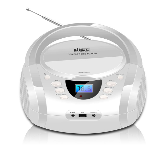 Retro CD Player MP3 Portable Boombox Home Music Album with FM Radio Display USB RCA Interface Speakers Buttons Knobs