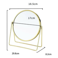 Miroir cosmétique de bureau pliable en métal sur mesure, finition argentée, double face, grossissement 1X/2X, éclairé pour le maquillage