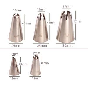 Juego de 5 Boquillas para Decorar Pasteles de Acero Inoxidable 304, 6 Dientes, Tamaños Grande, Mediano y Pequeño - Product Image 2