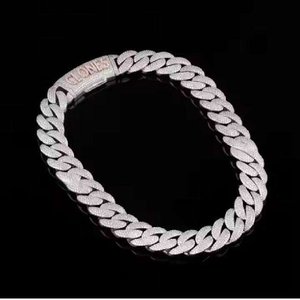 สร้อยคอเงินแท้ S925 แบบ Cuban Link หรูหรา ขนาด 20 มม. 22 มม. 3 แถว ประดับเพชรเลี้ยงในห้องปฏิบัติการ สำหรับสร้อยคอฮิปฮอปที่ได้รับการรับรอง - Product Image 4