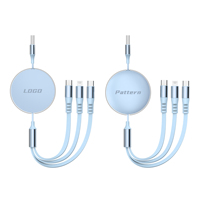 Cable Retráctil Universal 3 en 1 HYTO, Cargador Multi-Teléfono USB Tipo C, Cables de Datos de Carga Rápida de 120 W para Android IOS