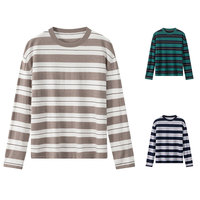 Pull-over en tricot rayé en mélange de laine pour femme, simple, polyvalent, à capuche, ample et doux, vente en gros
