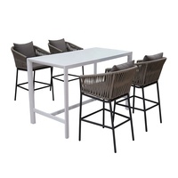 de salle à manger à hauteur de comptoir Bistro patio français de luxe table de bar et chaises de jardin en corde d'aluminium