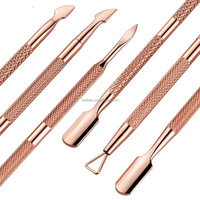 Nail Art à double tête en acier inoxydable Poussoir de peau morte Pince à cuticules Ciseaux Manucure Set Rose Fold UV Gel Enlever 2/4 PC/SET