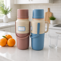 Bouteille d'eau en plastique à double paroi isolée sous vide, isolation thermique 12-24 heures, 2,0 L, avec poignée, pour le bureau, l'extérieur, réutilisable