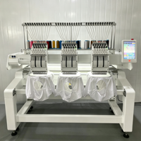 Machine à broder pour casquettes, machine à broder informatisée à 3 têtes et 12 aiguilles avec coupe automatique
