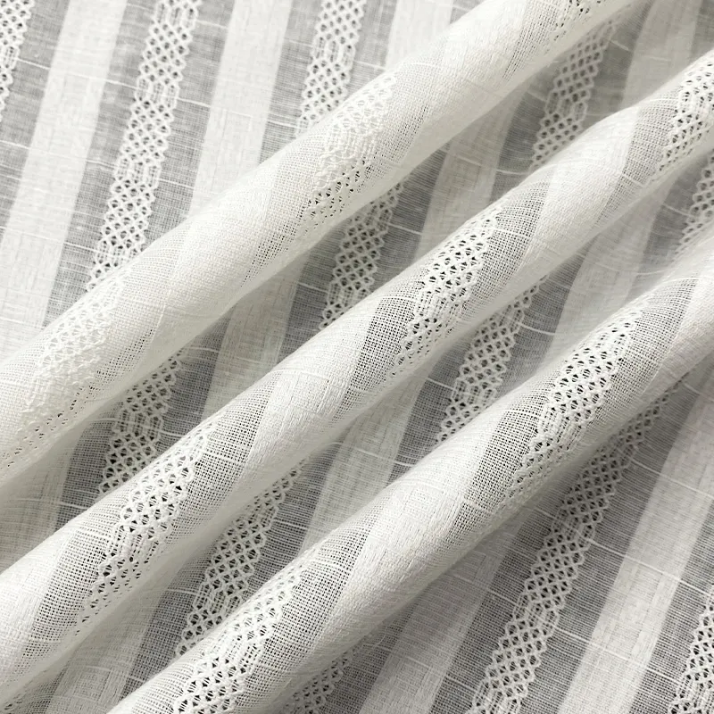 Хлопчатобумажная атласная полосатая тонкая ткань добби Лено для блузок и рубашек, прозрачная ткань