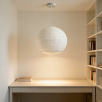Abat-jour en papier de riz épais fait main, design à lignes épaisses, style Wabi Sabi, lanterne suspendue ronde pour la décoration intérieure